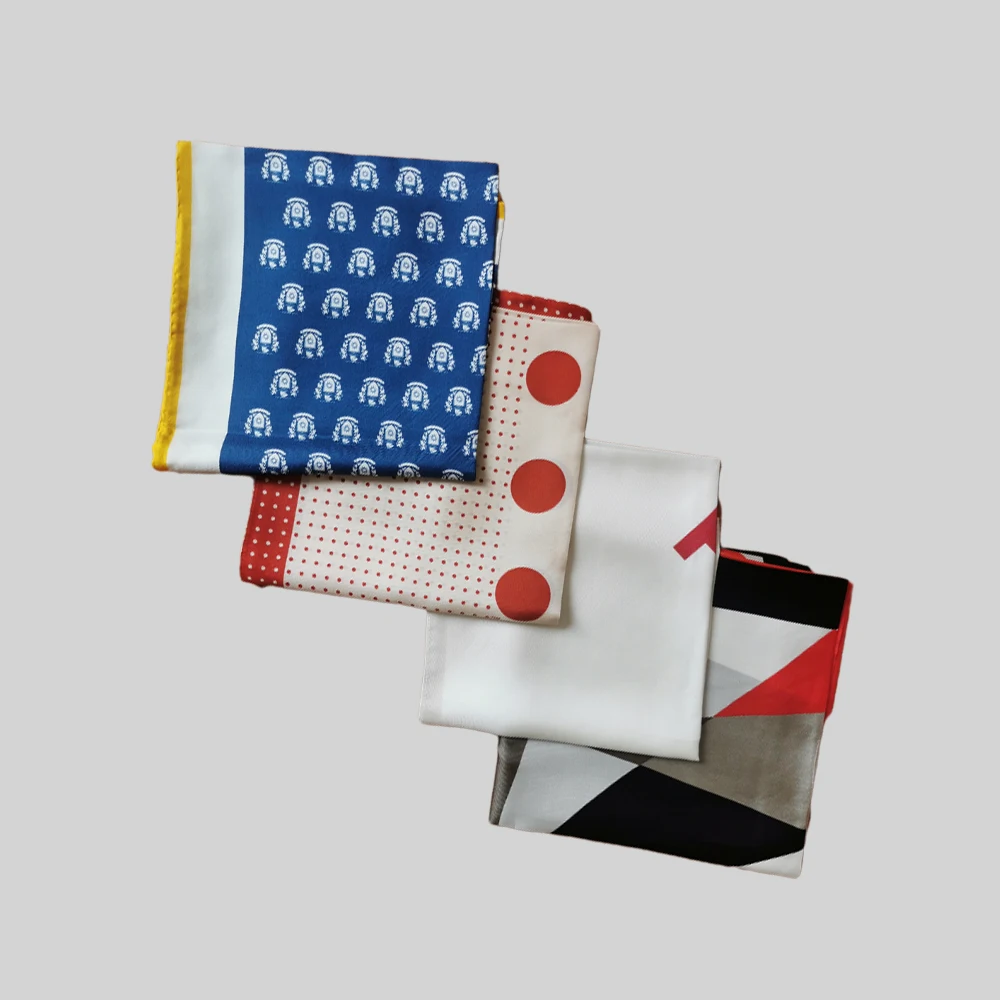 High Quality Custom Made Digital Print 90x90 Square Silk Satin Scarves For Women Ladies