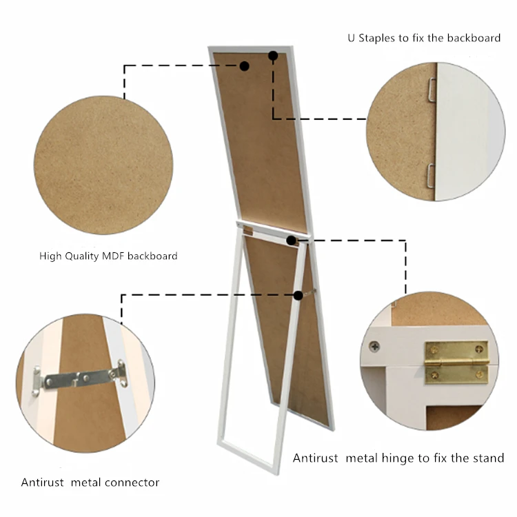 Wholesale 40x150 cm full length wood framed square wooden dressing living room floor standing mirror espejo spiegel miroir