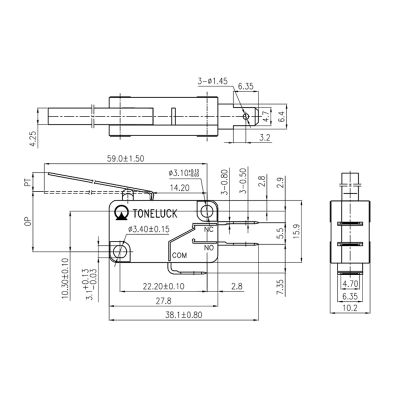 Toneluck 0.1A 125V 250AVC T200 3 позиции электрических концевых miroswitch термостойкие микро переключатель