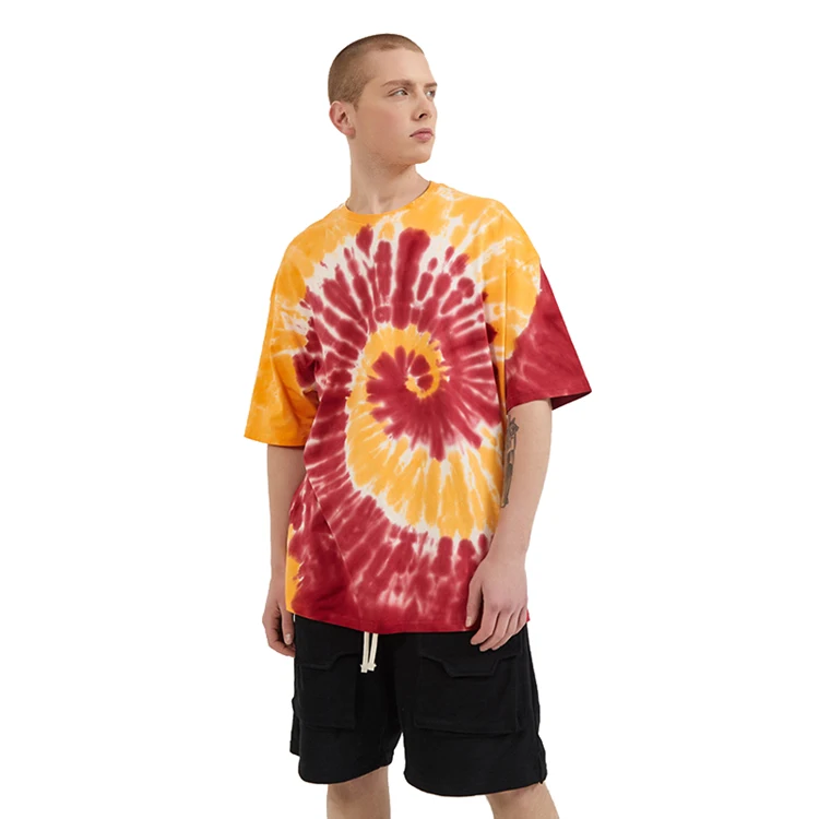 
2021 Summer Personalized Two Vortex Pattern Tie Dye Loose Short Sleeve Casual T Shirt 