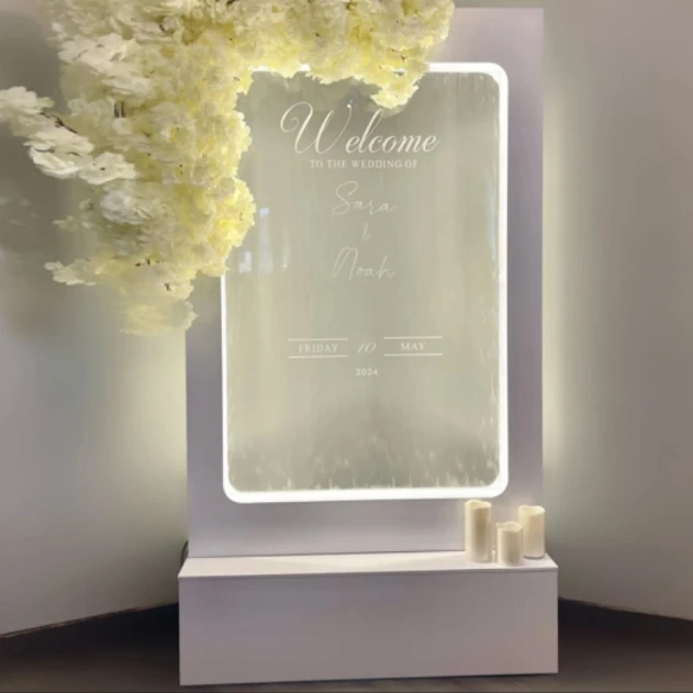 Handmade Acrylic Welcome Sign Stand with Custom Label Wedding Decorative Fountain for Party Events and Crafts Carton Packing