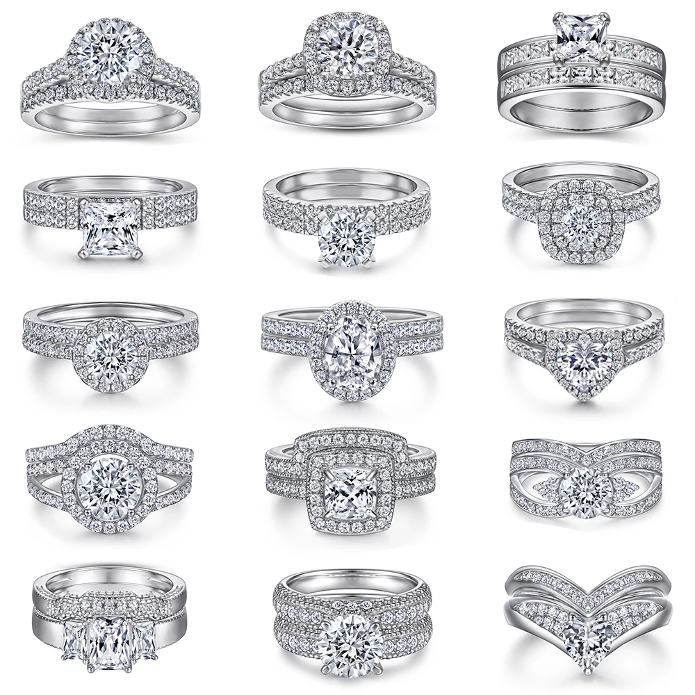 High End Design Platinum plating 925 Sterling Sliver Ring Zircon Wedding Ring