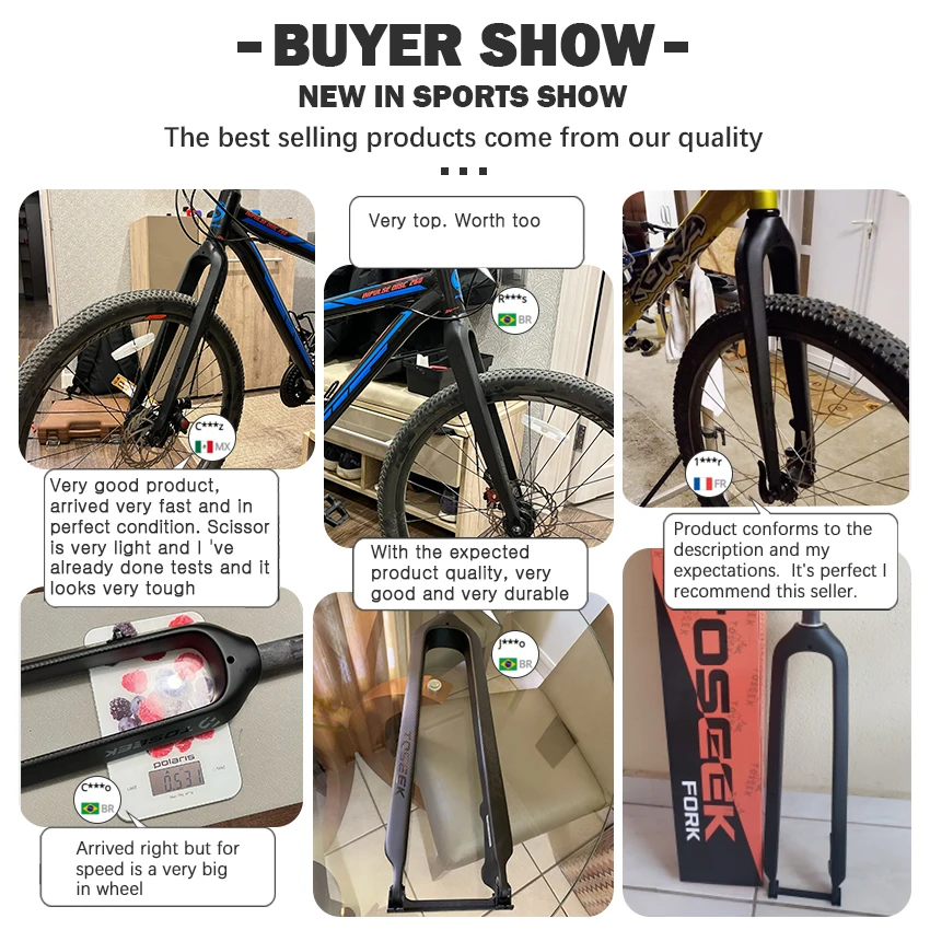 TOSEEK Mtb Rigid Bike Fork 27.5 29er Disc Brake Front Fork Manufacturers Carbon Front Fork For Mountain Bike