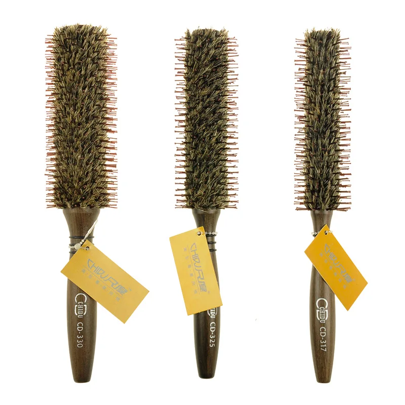 
Factory direct supply of pig bristles with wooden handle inverted hair curling round hair rolling comb machine 