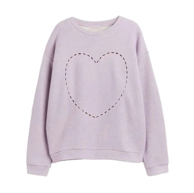 factory customized 100% cotton hoodie acid washed vintage lavender distressed crewneck sweatshirt for women unisex