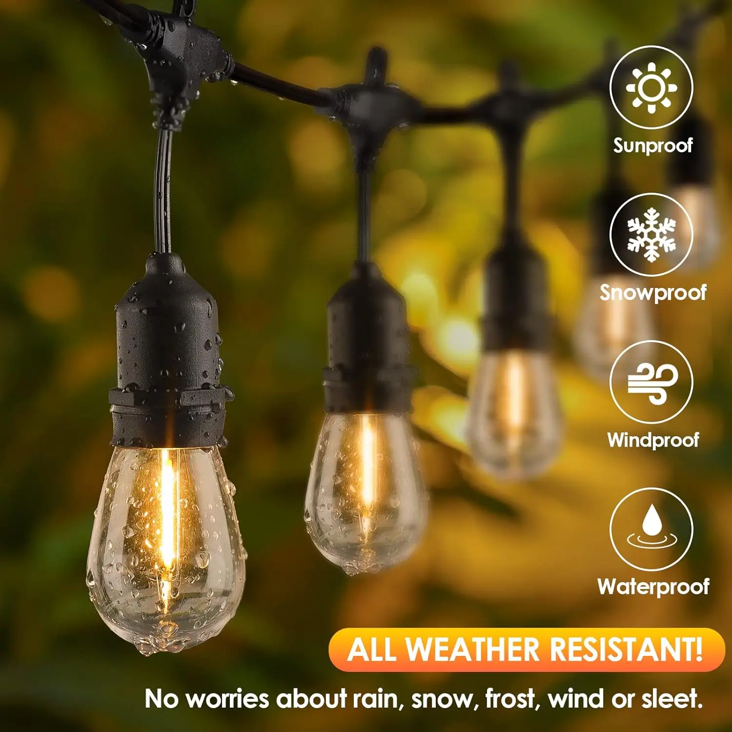 S14 Outdoor Waterproof LED Christmas String Light Decorative Holiday Wedding Indoor Clear Party