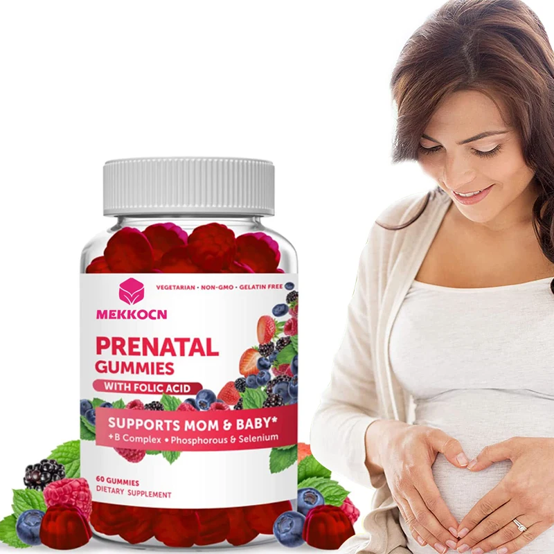 Wholesale Prenatal Gummies Vitamin A, C, D3, B6 Multivitamin Gummy Vegan Folic Acid Gummies For Mom & Baby