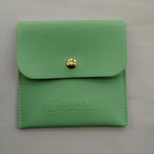 Luxury PU Bag Envelope Embossing Custom Logo Jewelry Packaging Ring Gift Pink Personal Flap Jewelry Leather Pouch