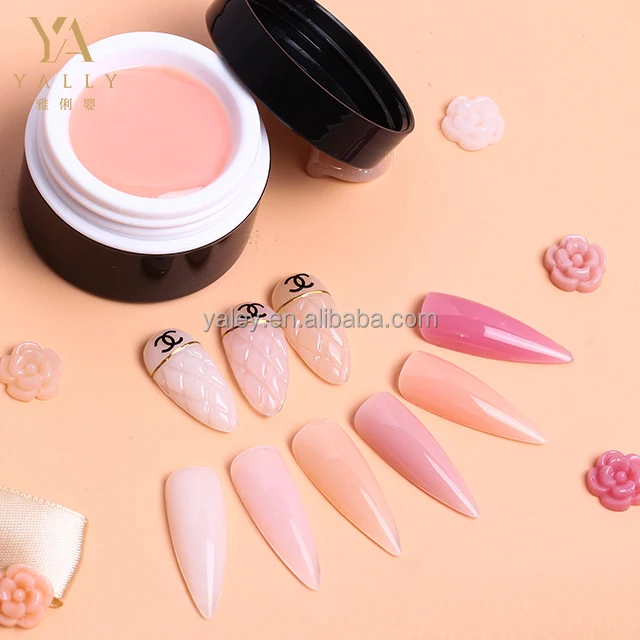 Free samples hot sale pink colors private label nail extention builder uv gel for carving nail art design