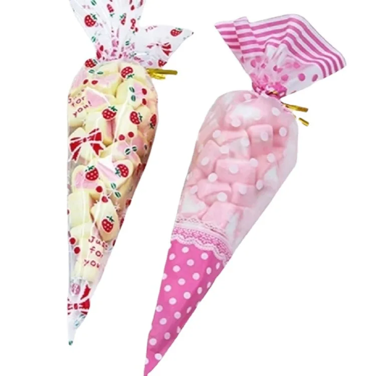 Triangle Meringue popcorn wrap thickened ice cream cone baking clear plastic gift bag