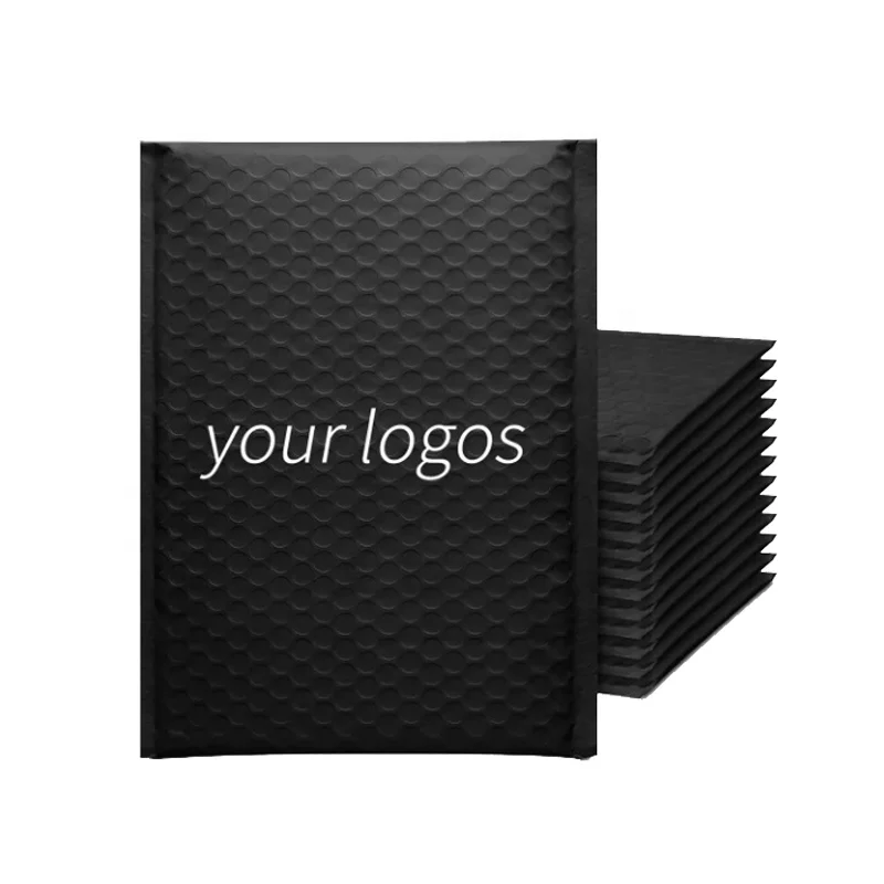 OEM Stock Waterproof Express Courier Shipping Packaging Strong Adhesive Plastic Padded Envelope Black Poly Bubble Mailing Bags