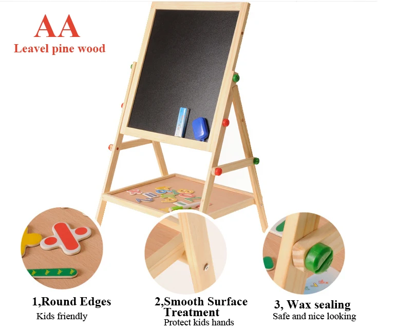 Wooden Art Easel for Kids Toddler Easel Adjustable with Painting Whiteboard Child Easel with Magnetic Drawing Wood blackboard
