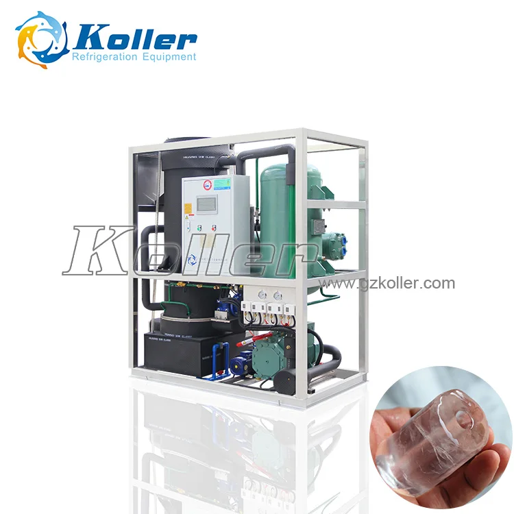 Koller 3000kg/day Cylinder Tube Ice Making Machine with Packing for Coffee Shops TV30