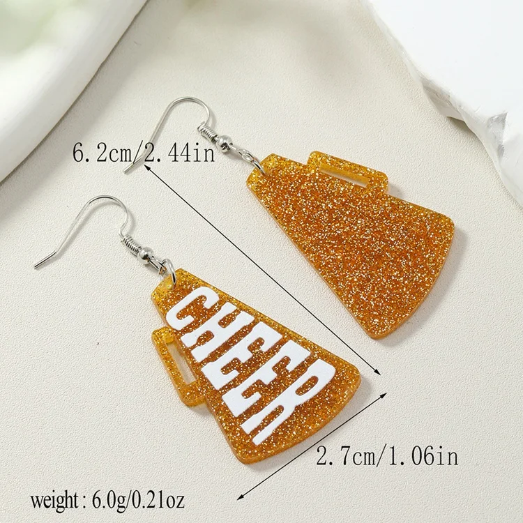 KQ-79 Glitter Cheerleading Squad Trumpet Cheer Acrylic Earrings