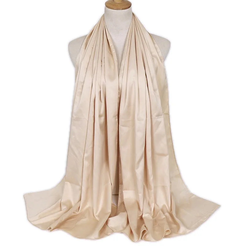 Shiny satin plain shemagh scarf muslim hijab big size women