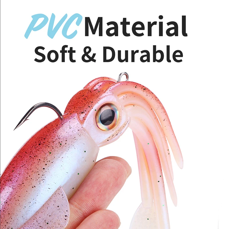 WEIHE 20cm 130g 5colors artificial soft squid fishing bait hooked octopus soft fishing lure with UV luminous lead hook