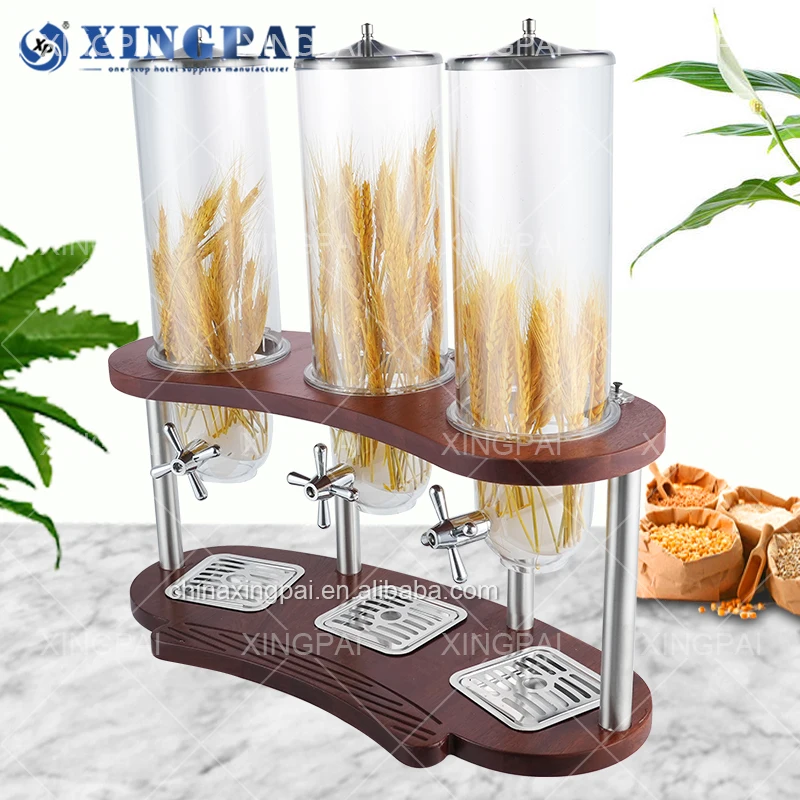 XINGPAI other hotel & restaurant supplies dry food dispenser plastic cereal dispenser machine with wood base