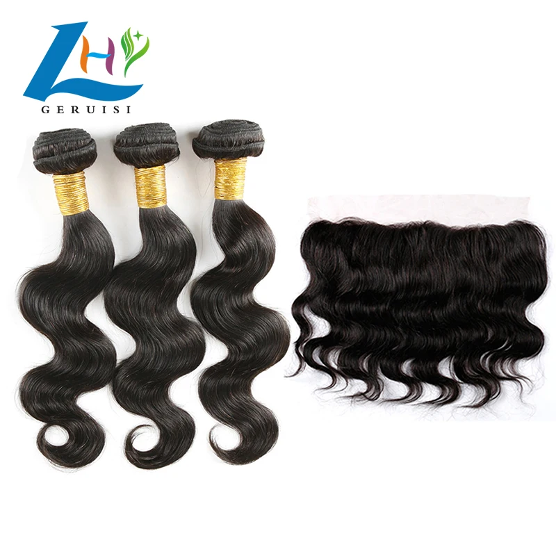 Wholesale thin swiss lace frontal and bundles, 24 hour delivery full cuticle aligned virgin natural Brazilian human hair