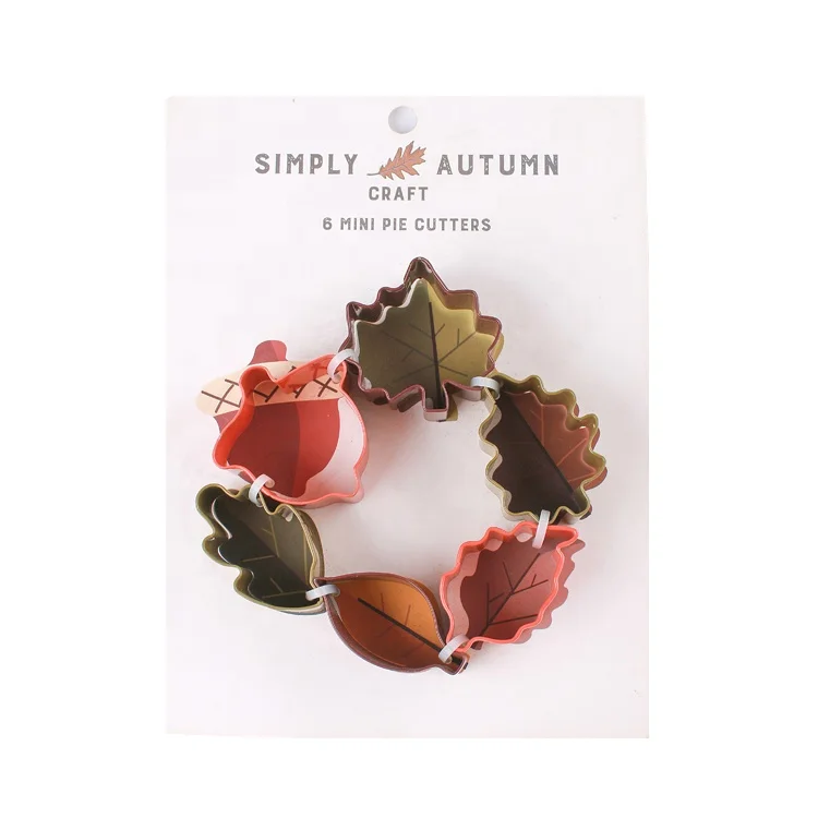 Stainless Steel Leaf Cookie Cutters 6-Piece Set With Colour Coated For Fall Thanksgiving