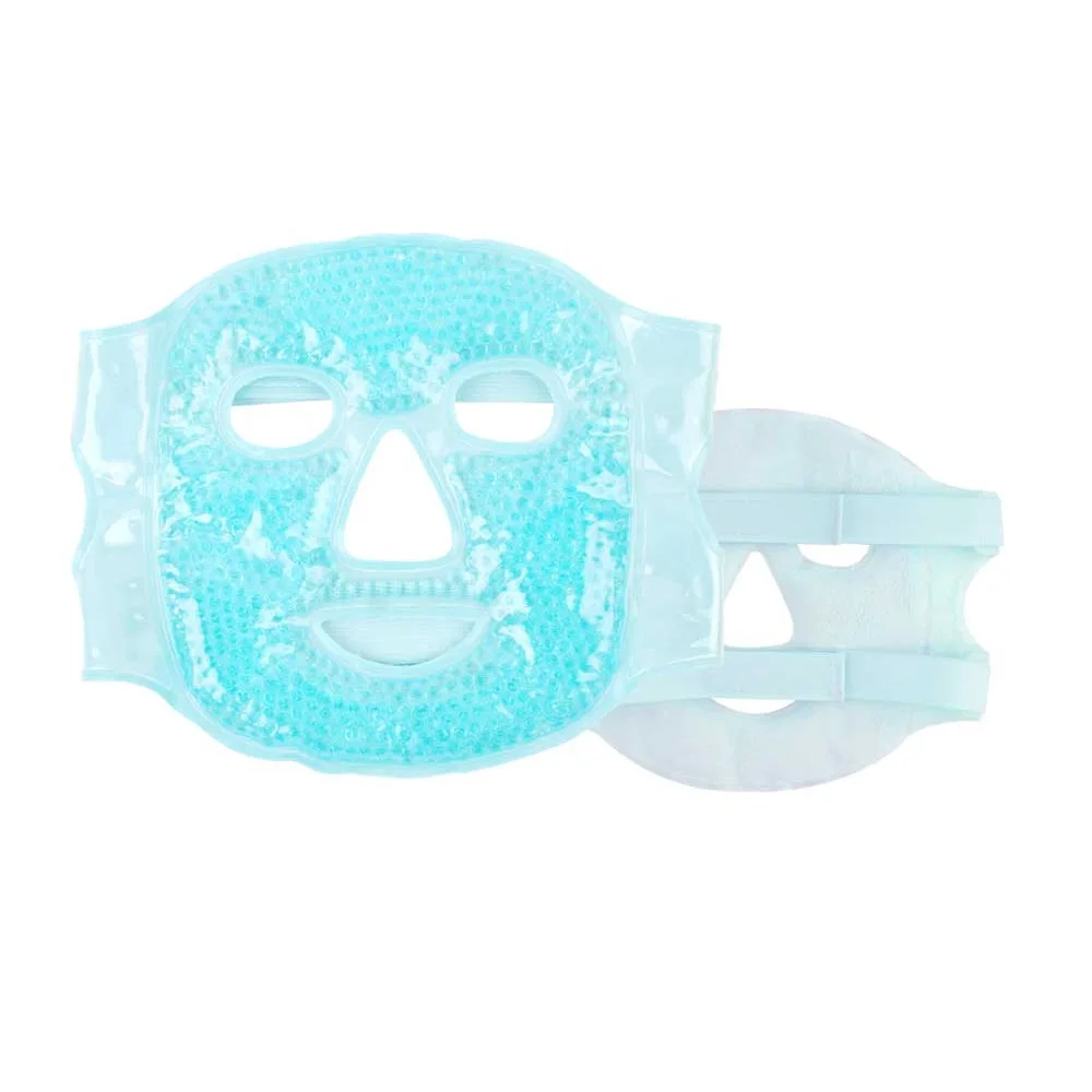OEM Cooling Ice Face Eye Mask with Soft Plush Backing Hot and Cold Therapy Full Face Gel beads Ice pack Mask