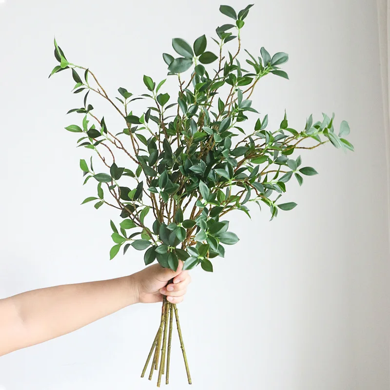 Factory wholesale Artificial Plant Leave Home Decoration Plants Real Touch Leaves Long Stem Branch Ficus Tree Leaves