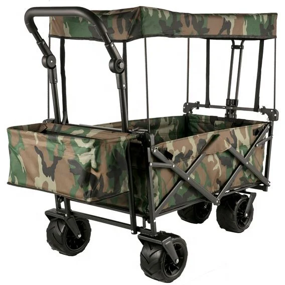 all-terrain folding trolly trolley cart wagon with canopy and wide wheel and brake