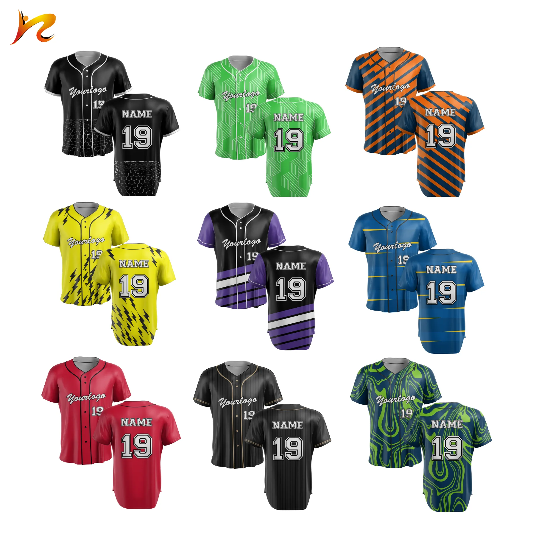 Wholesale Custom Sublimation Print Team Name Number Quick-Dry Sportswear Professional Baseball Jersey