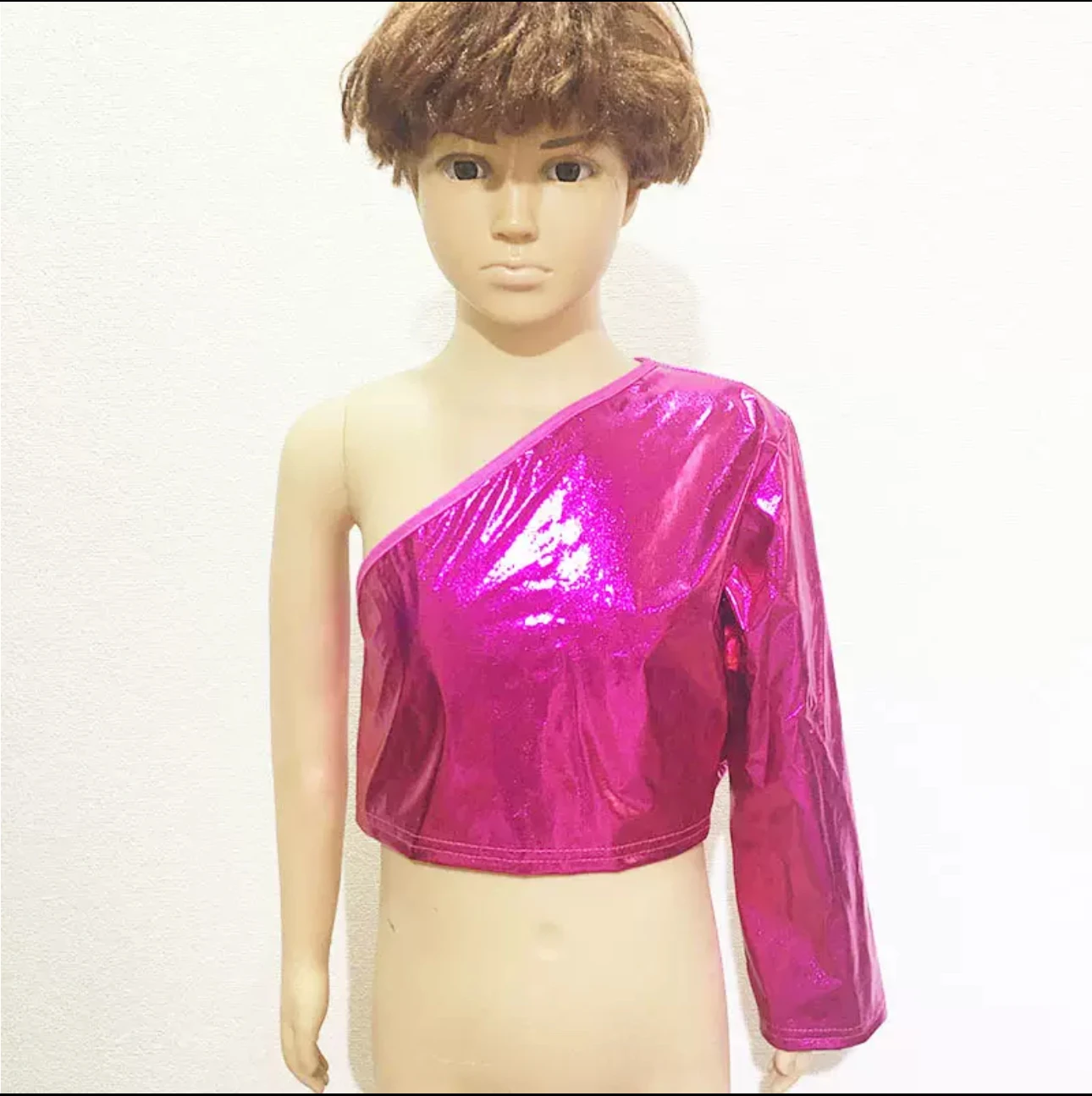 Stage cheerleading costume Boys Girls technology oblique shoulder long sleeve T-shirt single off-the-shoulder dress dance dress