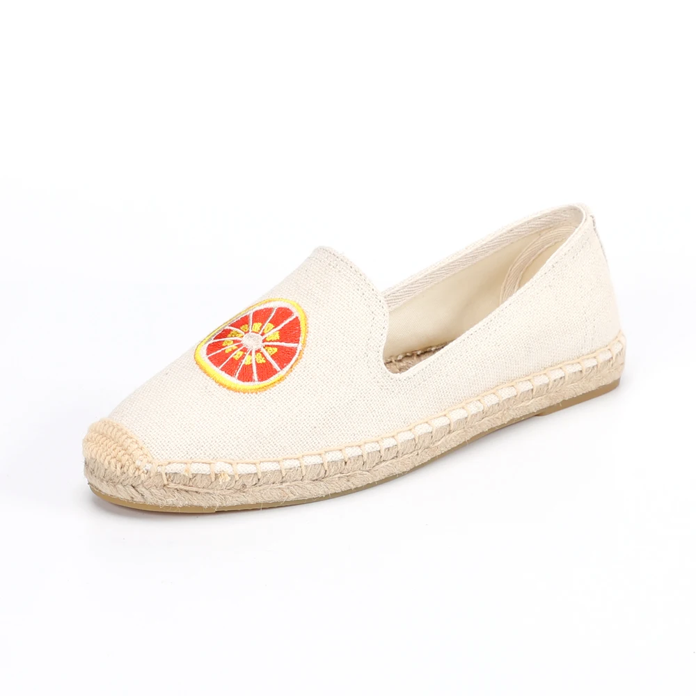 Hot Selling High Quality Ladies Ballet Flats Exquisite Embroidered Canvas Espadrilles PU Insole for Spring Summer Factory Direct