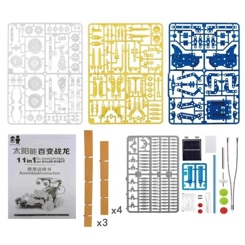 Hot selling 11  in 1 solar toy robot DIY assembling early education toys intelligent toy wholesale