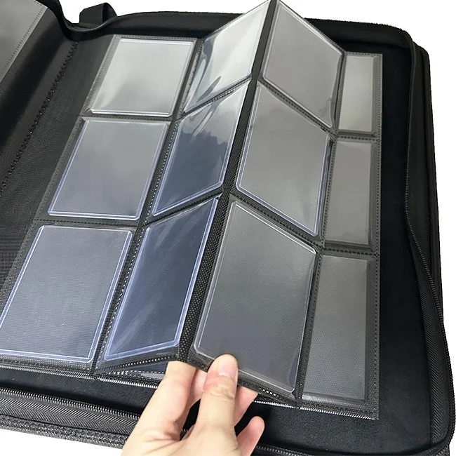 Verified Supplier Custom Premium 9 Pockets Card Album Top Loader Binder PU Leather Zipper Binder Toploader Binders