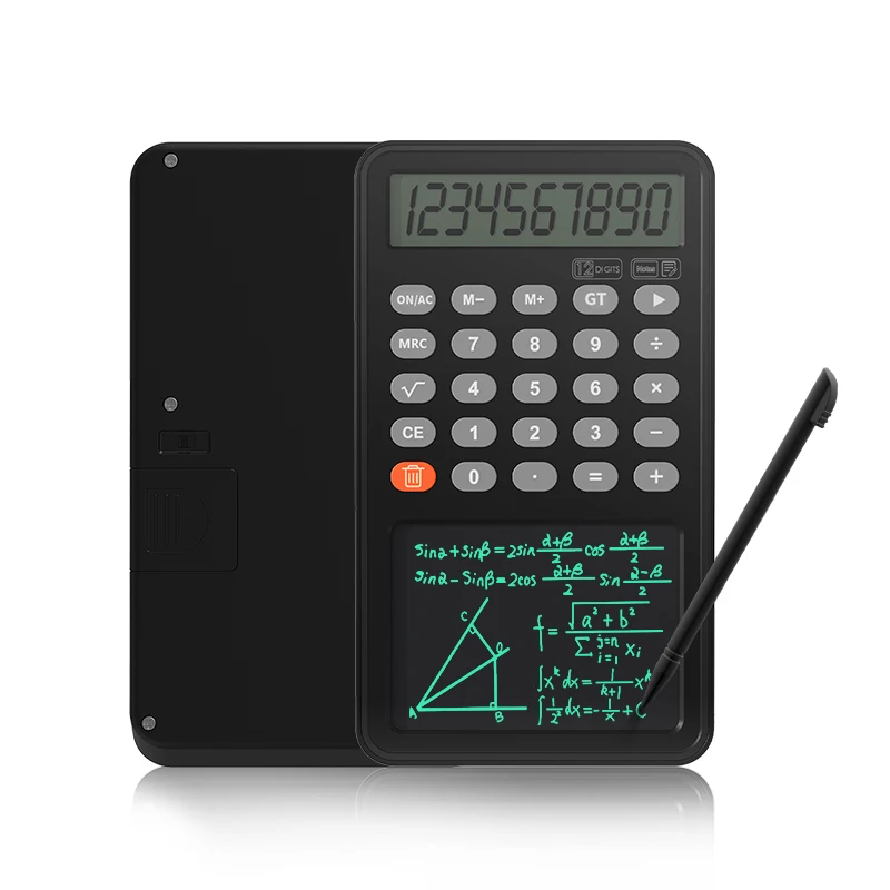Портативный бизнес-калькулятор ЖК-доска для письма 12-значный калькулятор офисный блокнот с доской