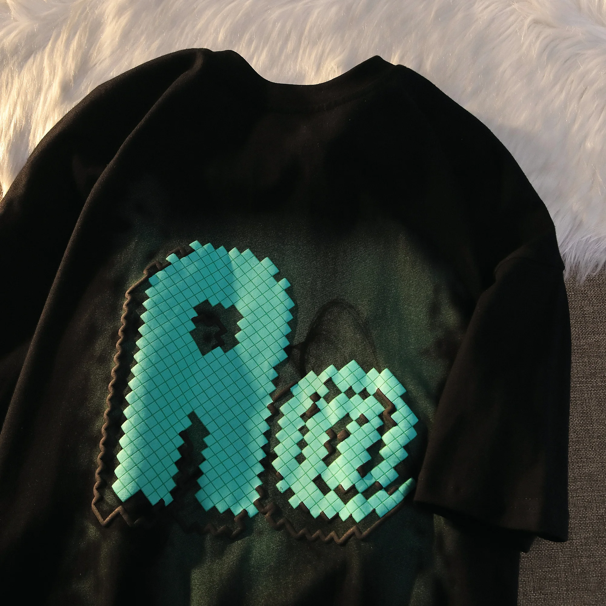 T-Shirt Dress White Puff Logo Puff Print T Shirt Manufacturer Free Sample Puff T Shirt