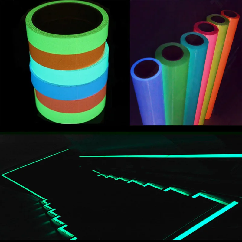printable adhesive night super bright photoluminescent glow in the dark luminous pvc vinyl film paper tape for light safety sign