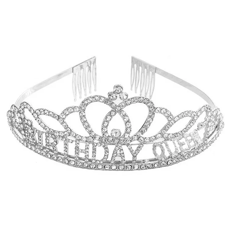 New Silver Birthday Princess  Tiara Crystal Crown Birthday Girl  Party Favors Birthday Party Decorations