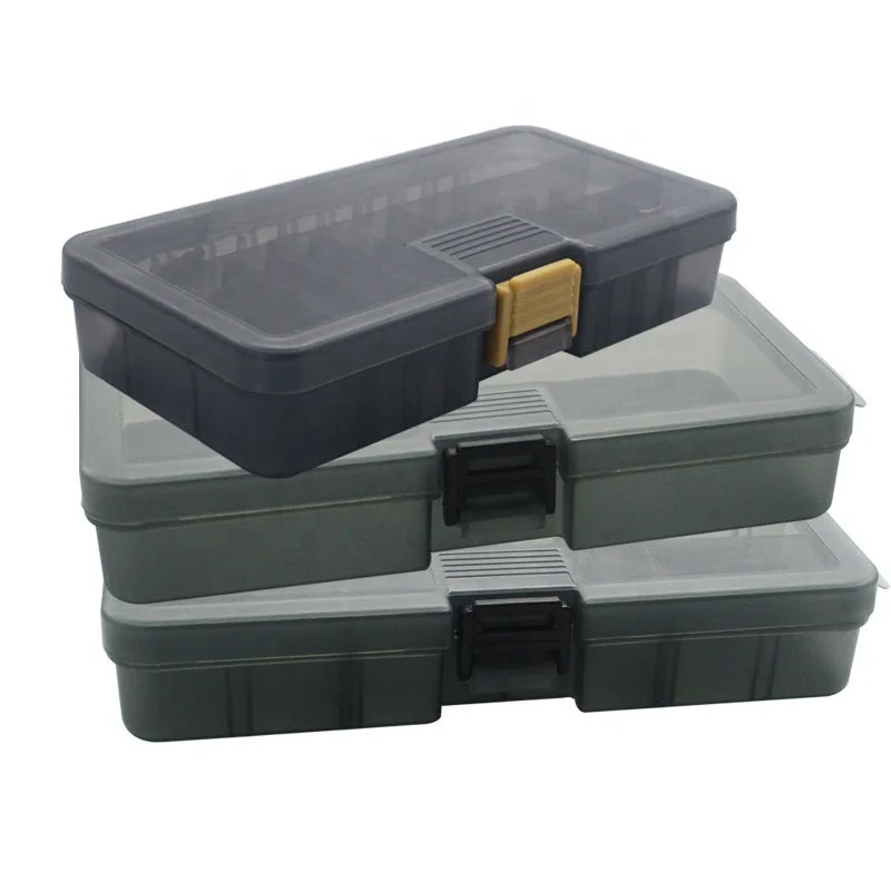 Wholesale grey detachable block single double layer storage box large capacity fish lure fish hook box fishing tackle box