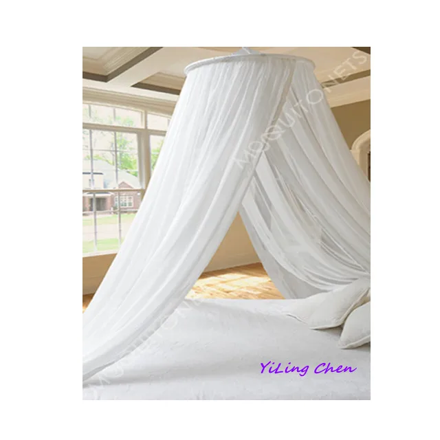 Оптовая продажа двухместная полноразмерная двуспальная кровать размера «King-size» круглый потолок не обработанная Роскошная противомоскитная сетка с двумя дверями