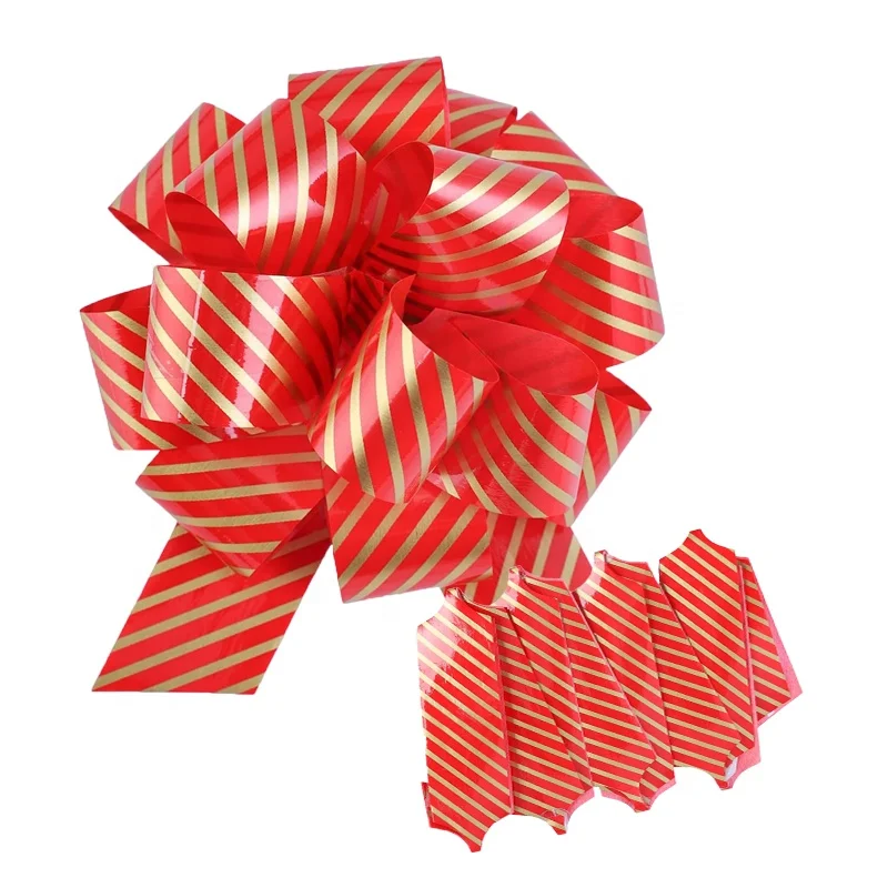 Christmas Butterfly Pull Ribbon Blue Printed Logo Customized Pull Bow Gift Ribbon with Logo