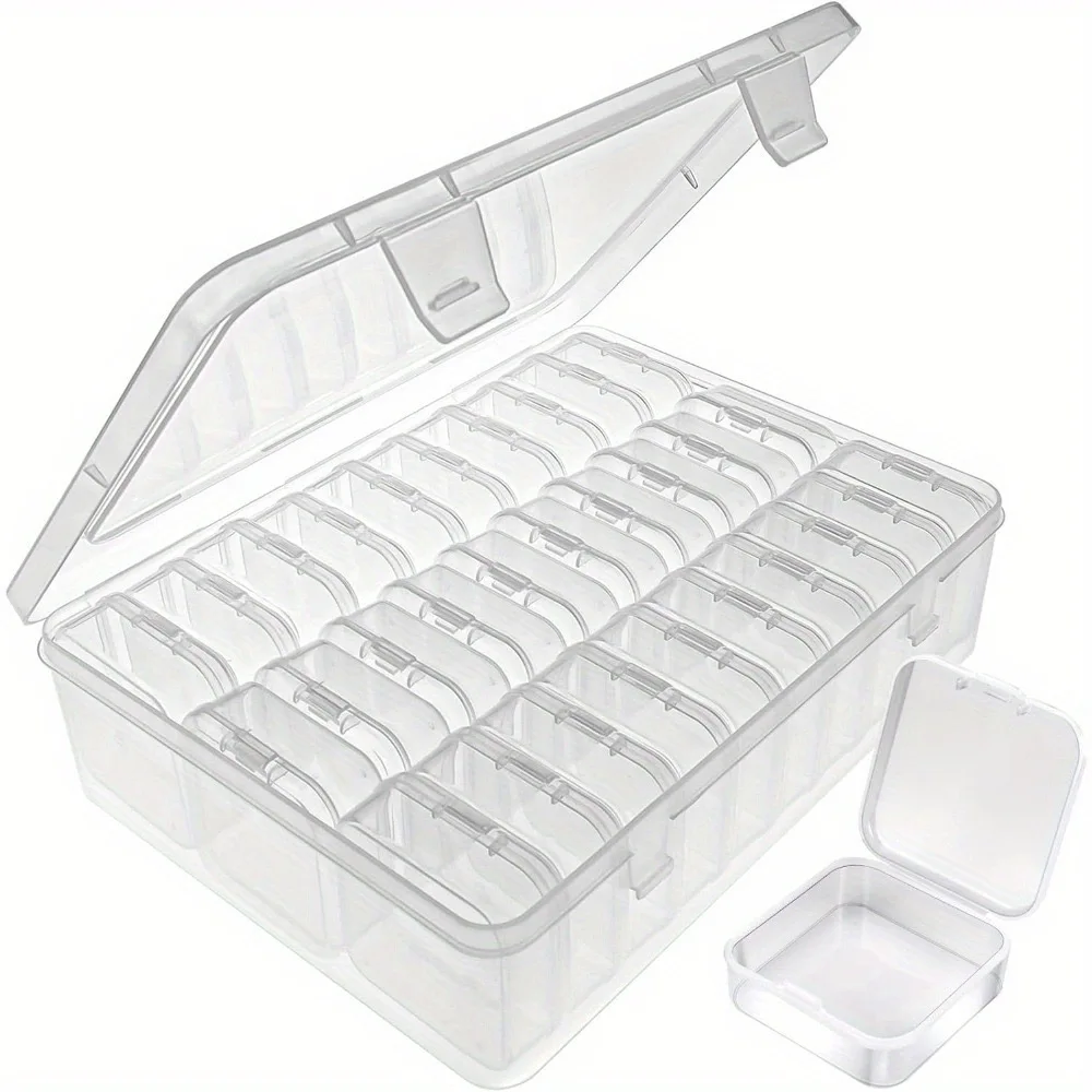 5.5 Small transparent square box 30 frames Jewelry hardware storage Plastic storage box accessory box
