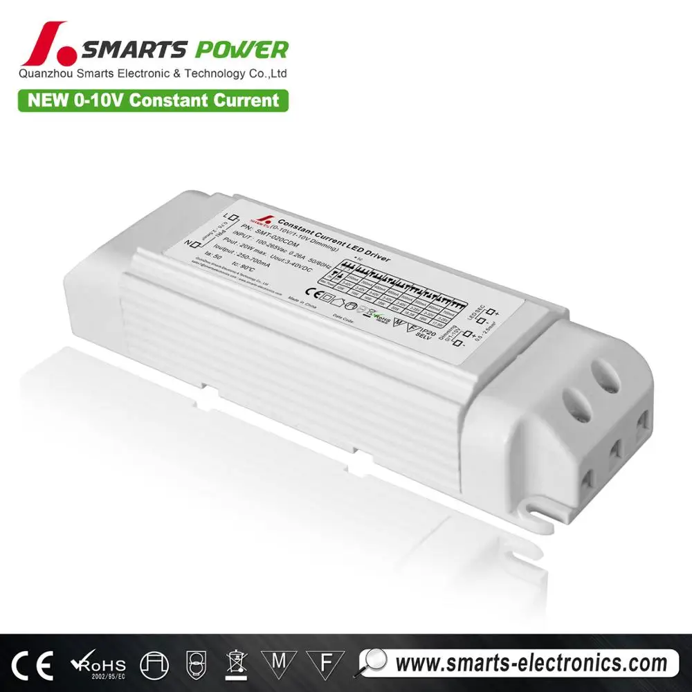 20w 0-10v/pwm dimming constant current led driver with flicker free
