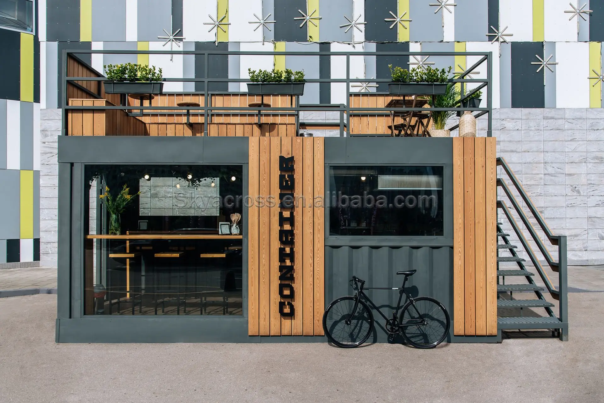two-story Pop-up container coffee restaurant bar cafe Kiosk,Booth Use steel prefabricated houses