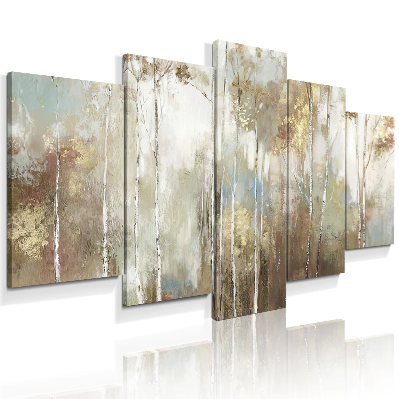 
Hot Sale 5 piece Modern Home good abstract Forest landscape canvas-painting Canvas wall art 