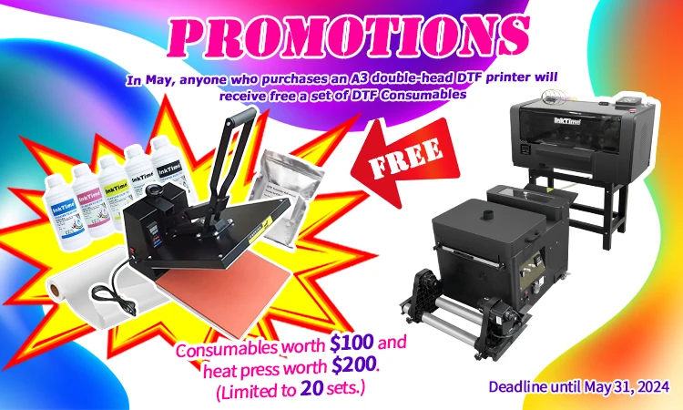 Inktime A3 Plus 30cm Dtf Printer 2024 Dtf Dual Head Printer A3 I3200 XP600  Dtf Printer with Shaker and Dryer