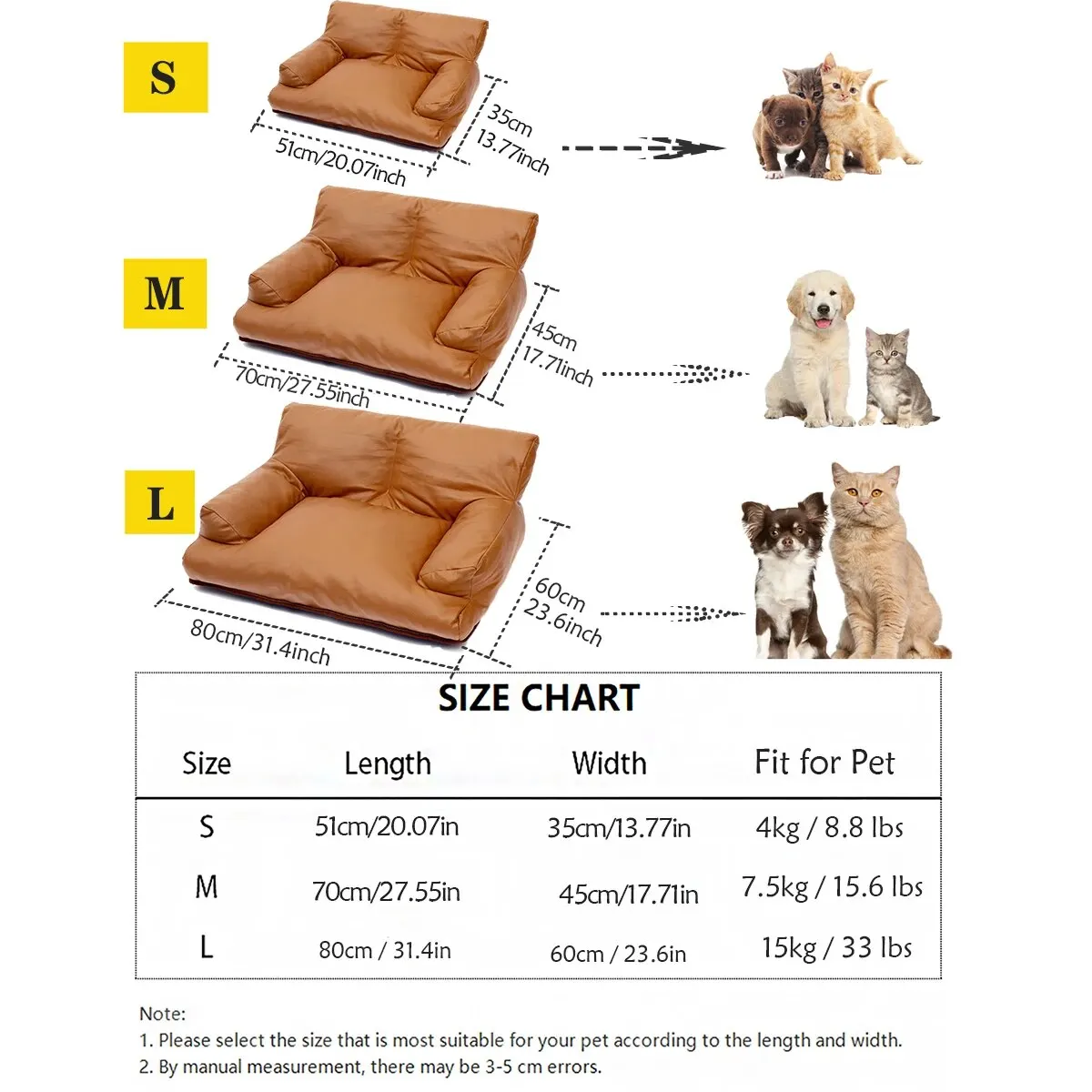 Seasonal Universal Soft PU Leather Dog Sofa and Comfortable Pet Cat Dog Sleeping Bed Cat Sofa Pet Couch Bed Dog Products
