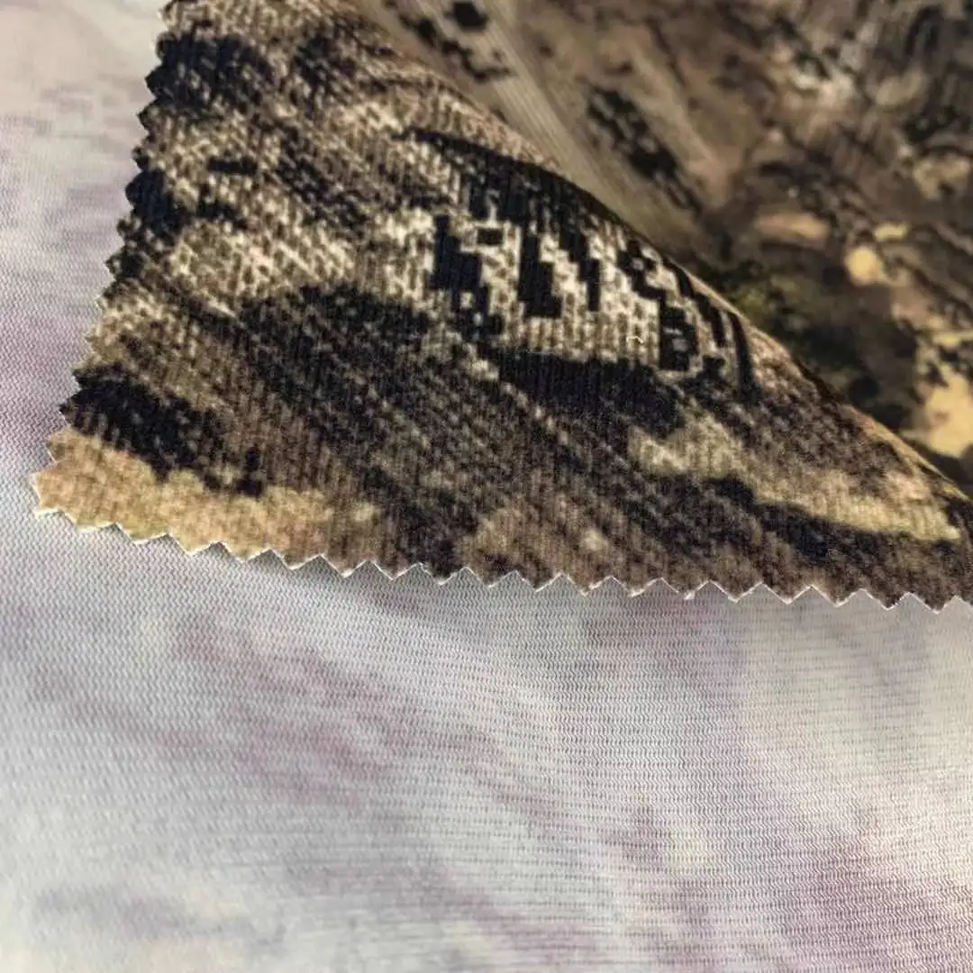 factory wholesale camouflage knitted fabric alova 100%polyester printed breathable fabric outdoor knitting fabric