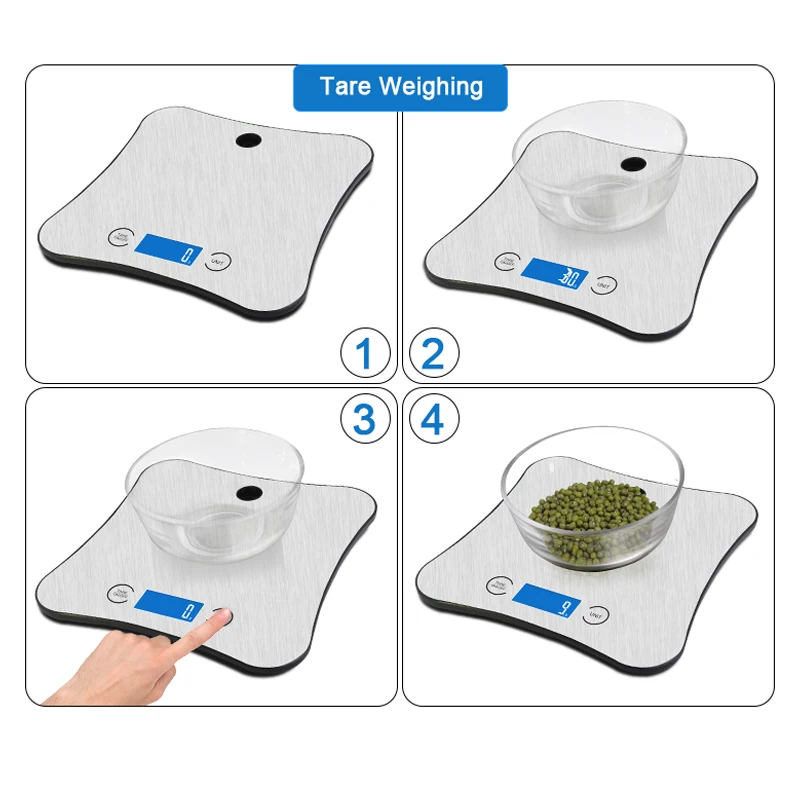Factory supply customized hot selling square 5kg electronic stainless steel Digital Kitchen Scale