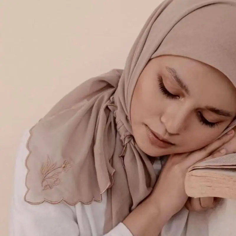 Latest Hijab 2022 Custom Cotton Voile Embroidery Pashmina Shawl Brand Scarf Hijab Veils Beautiful Big Size For Women