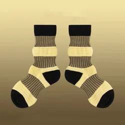 2022 high quality Custom striped lantern socks factory customize crew calcetines custom socks Pleated jacquard contrast socks