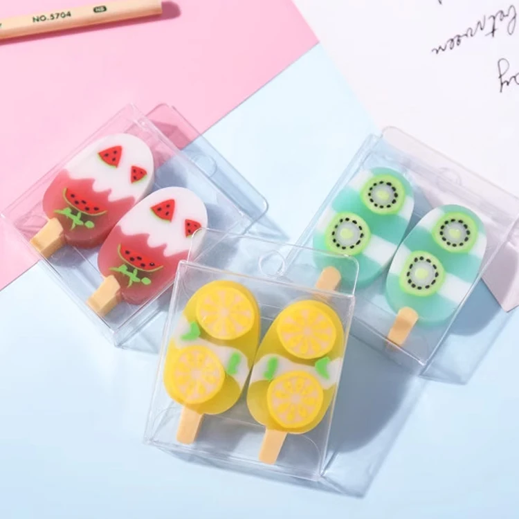 Sweet Summer Fruit Ice Cream Jelly Eraser Student Gift Stationary PET Box Wholesale Eraser