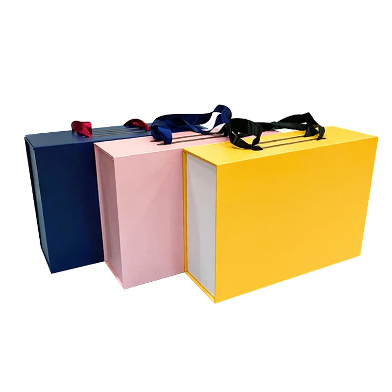 In stock low MOQ high-end black pink green red color rigid flat magnetic folding gift box for gift pack
